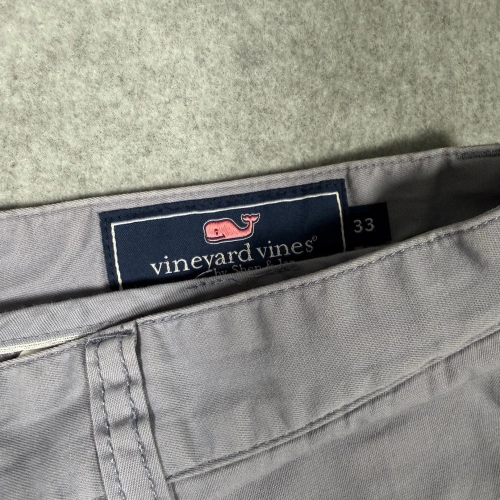 Vineyard Vines Mens 33 Club Shorts Gray Blue Chino 9 Inch Inseam Preppy Golf